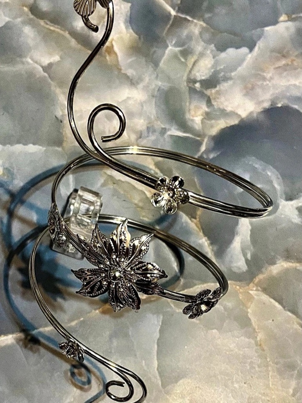 Floral Butterfly Bracelet in Silver Arm Band